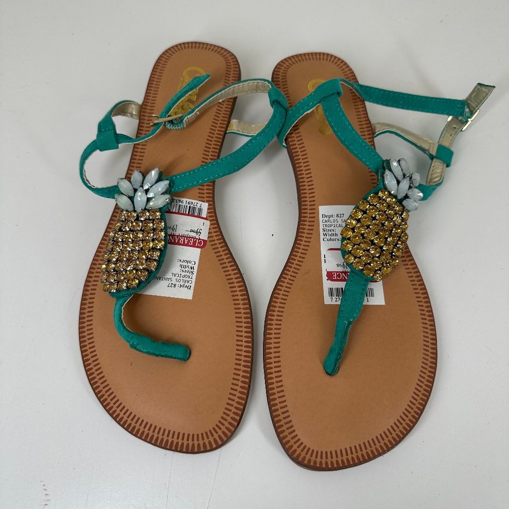 Carlos Santana Pineapple Teal Slippers | 7